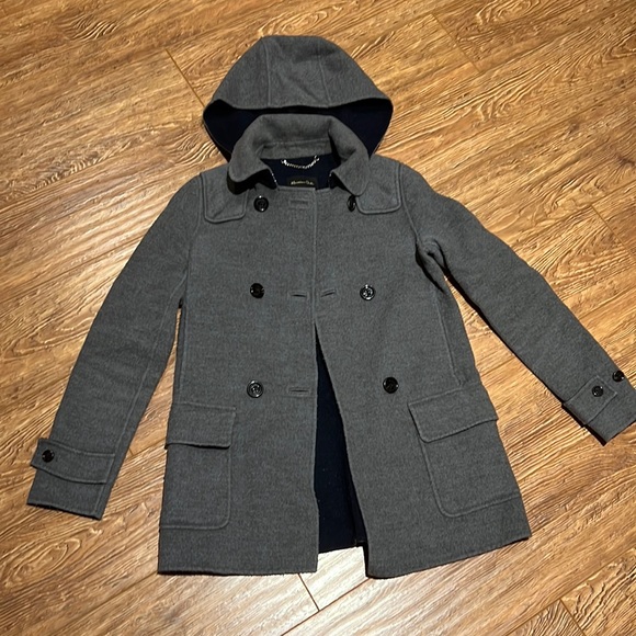 Grey coat from massimo dutti. Good used condition. Size 2. Removable hood. - Picture 1 of 5
